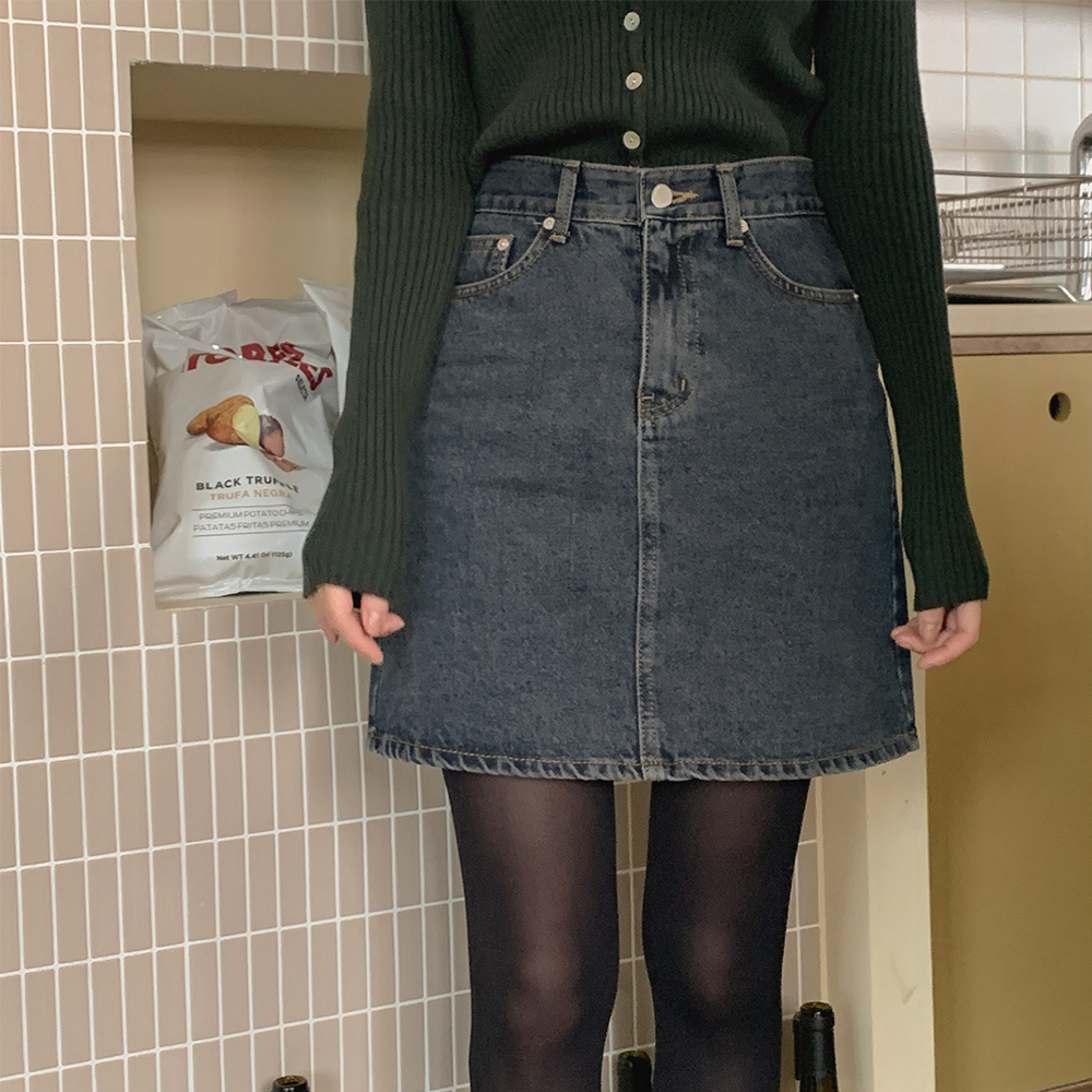 피그먼트 데님 스커트