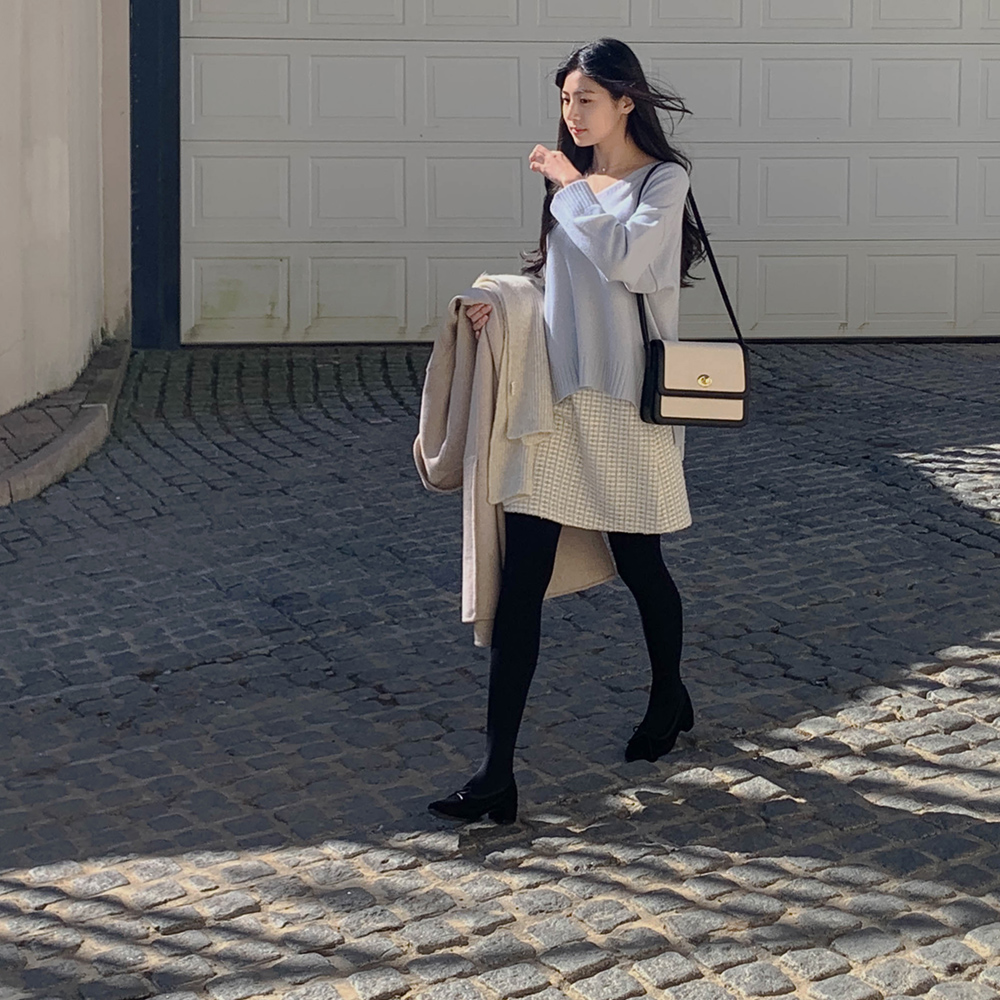 [Cle.] 타이 트위드 스커트