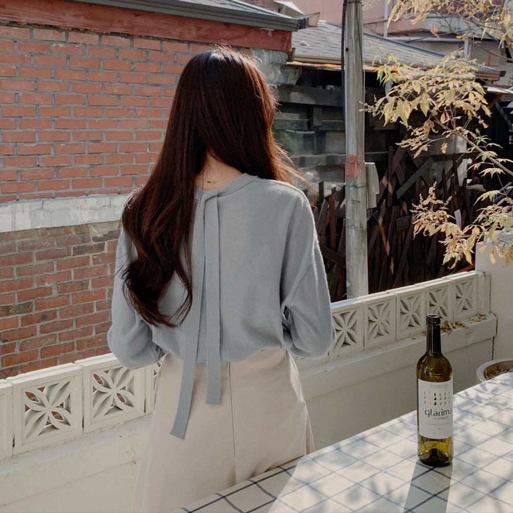 [madekoko] 리에뜨 백 리본 니트