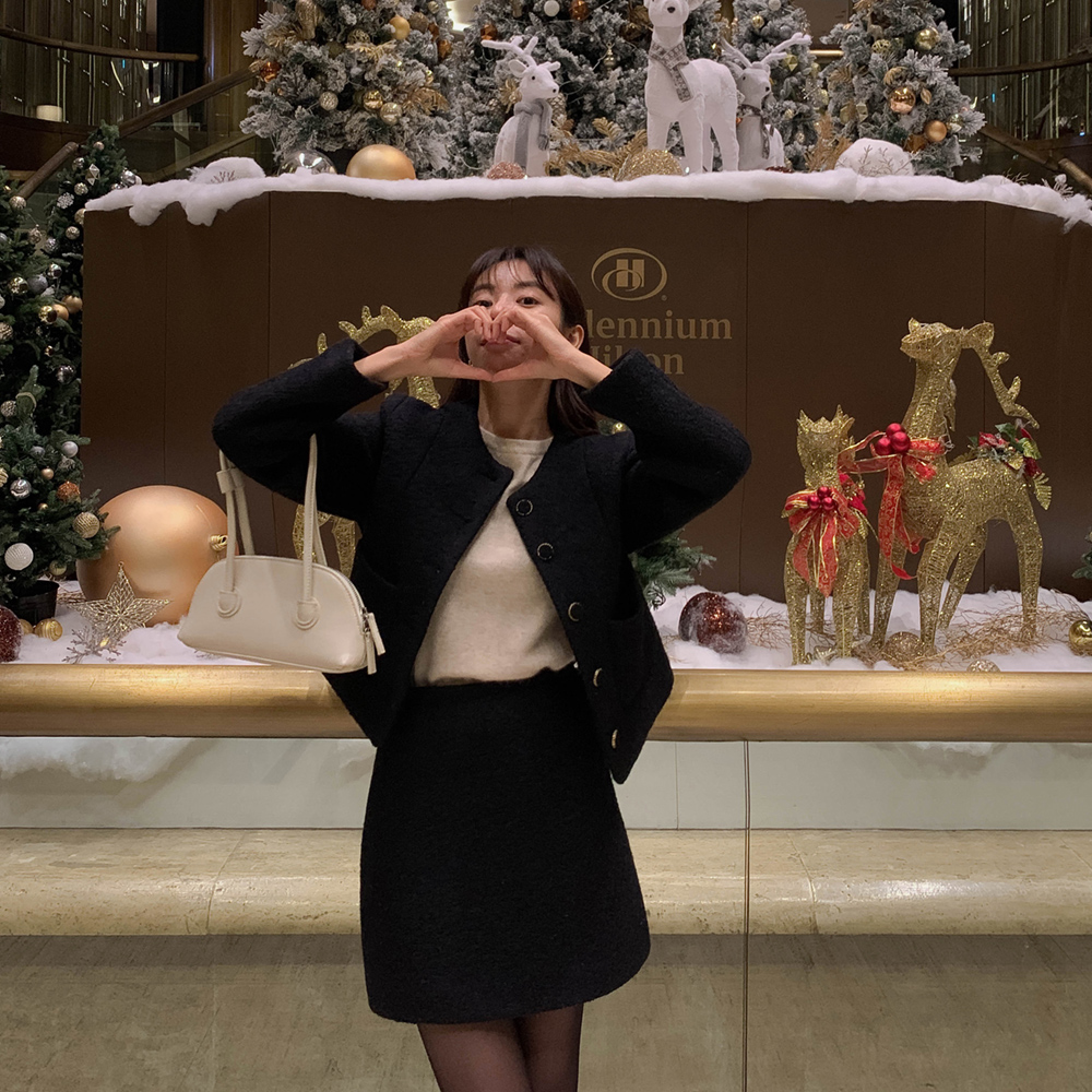 [madekkoko]  클린 트위드 스커트