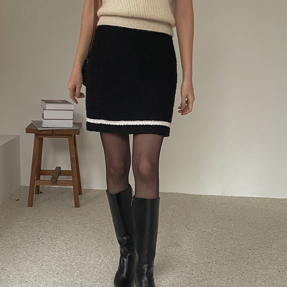 몬드 트위드 스커트