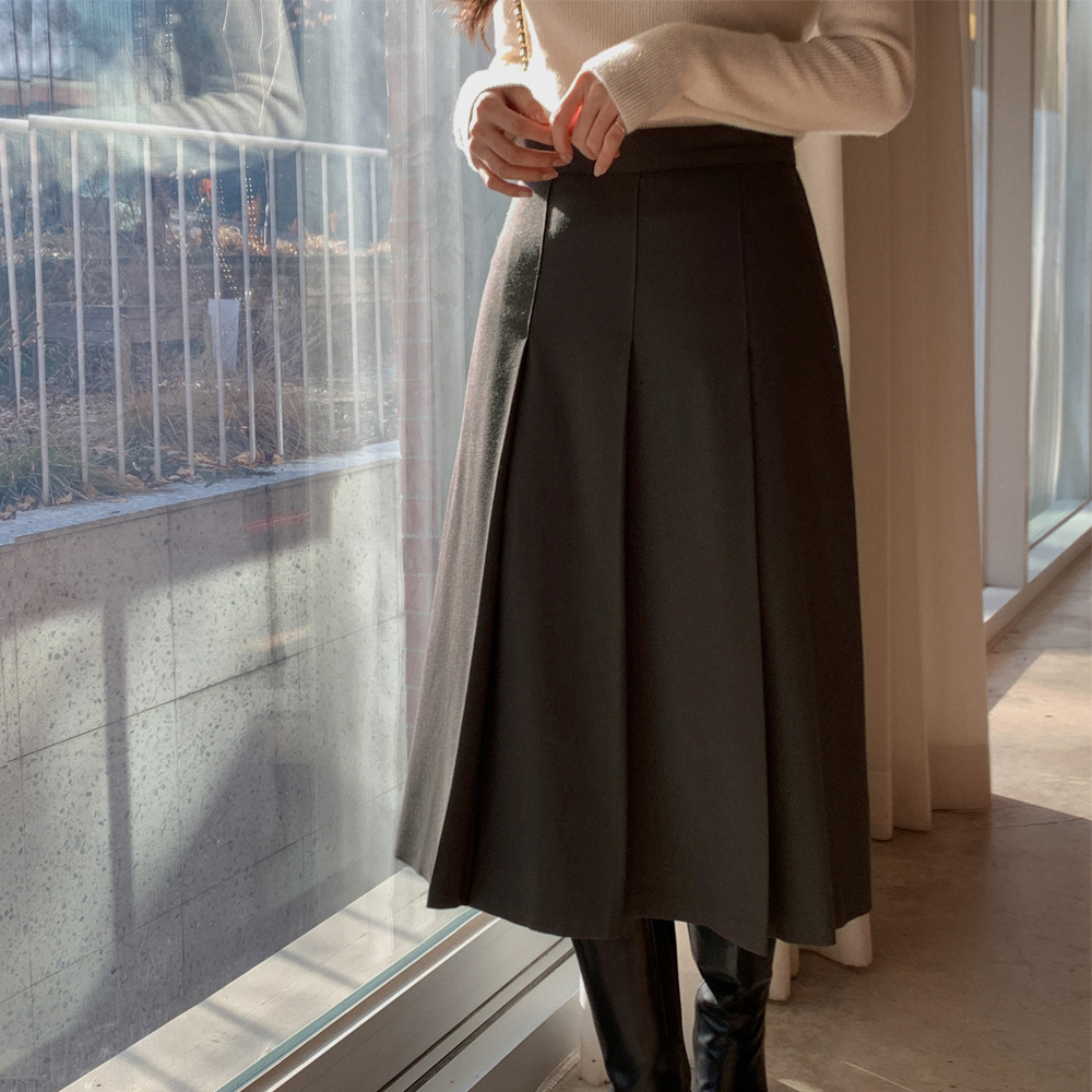 [madekoko] 웨이브 핀턱 스커트 / 2 color / 착용감 편해요