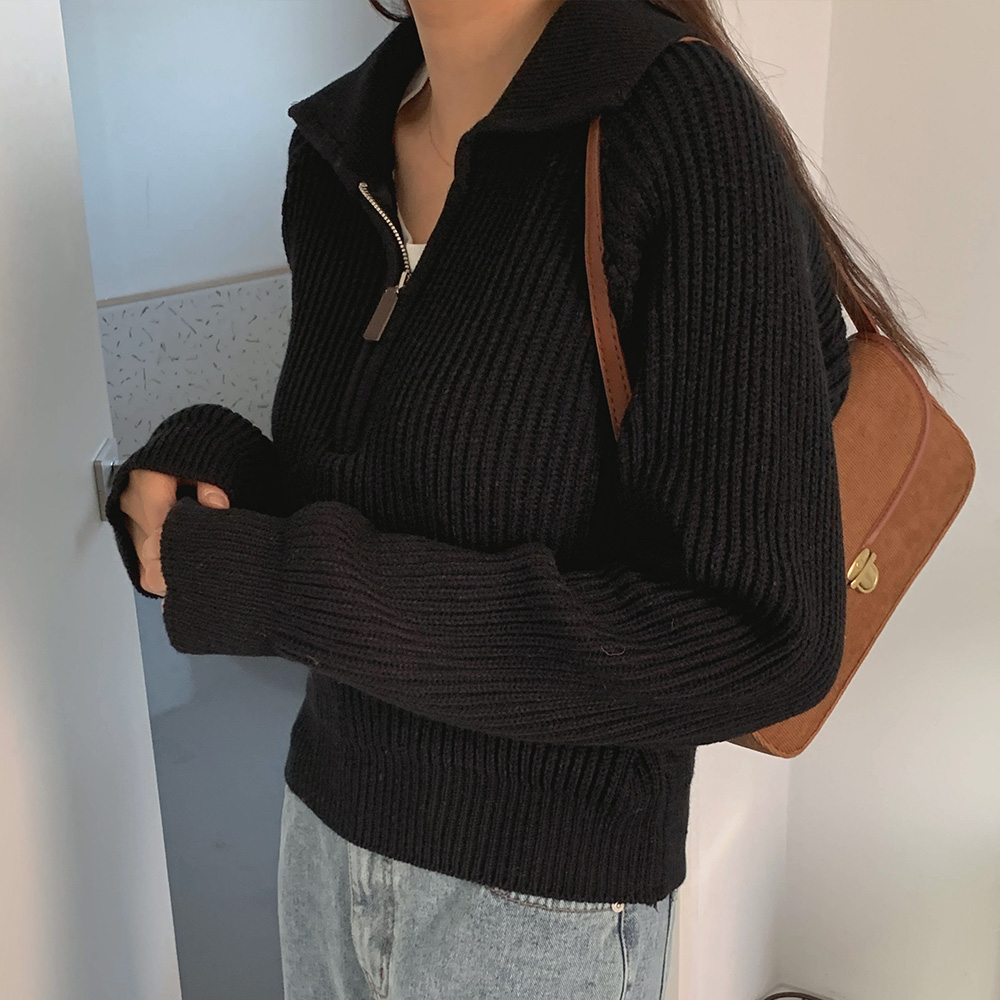 테일 니쥬 반집업 니트