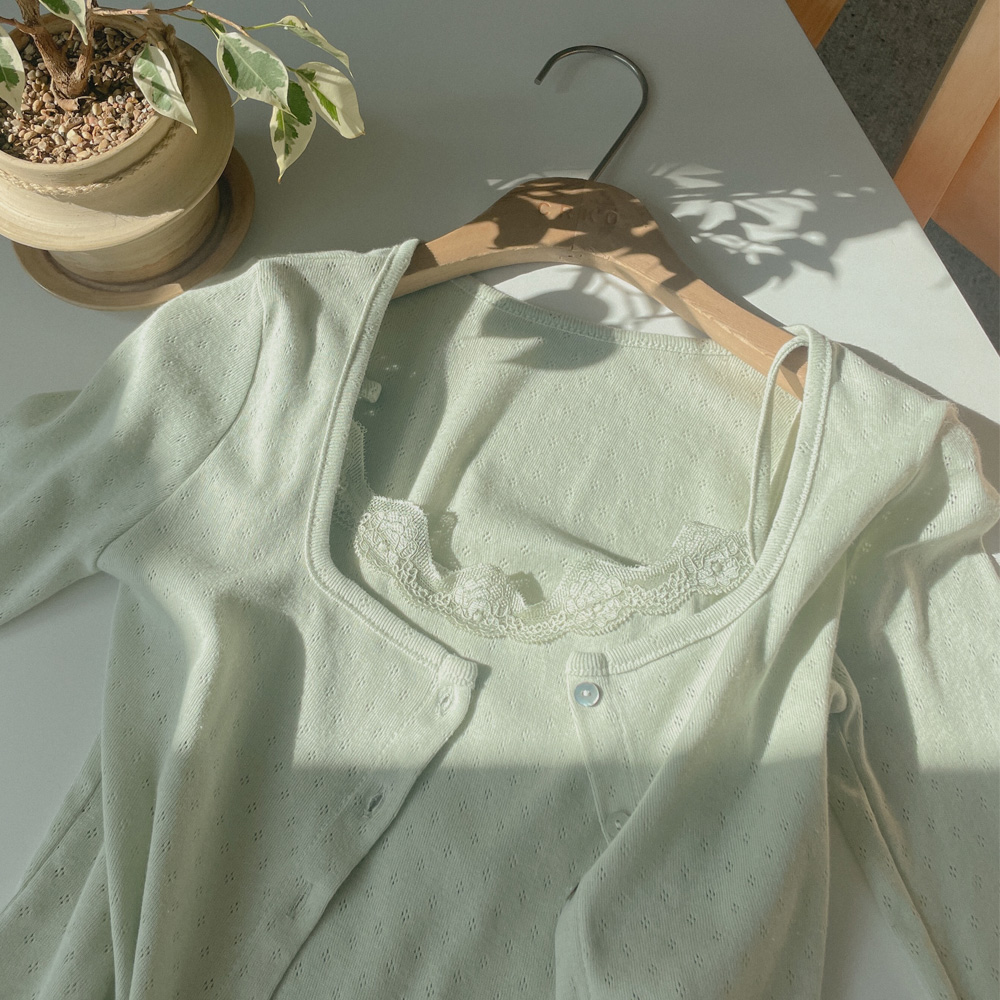 데이지 나시가디건 세트