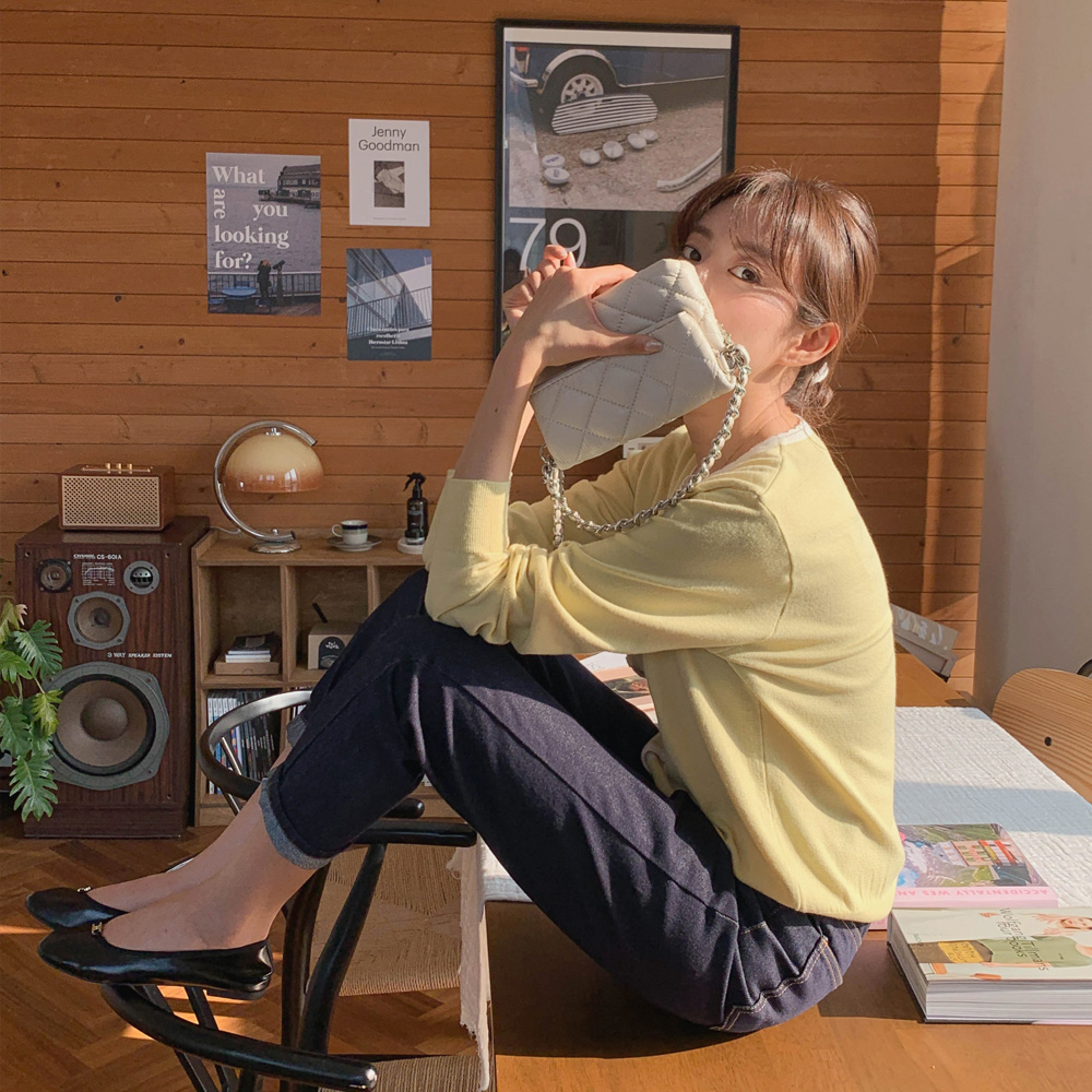 로우 일자 데님팬츠