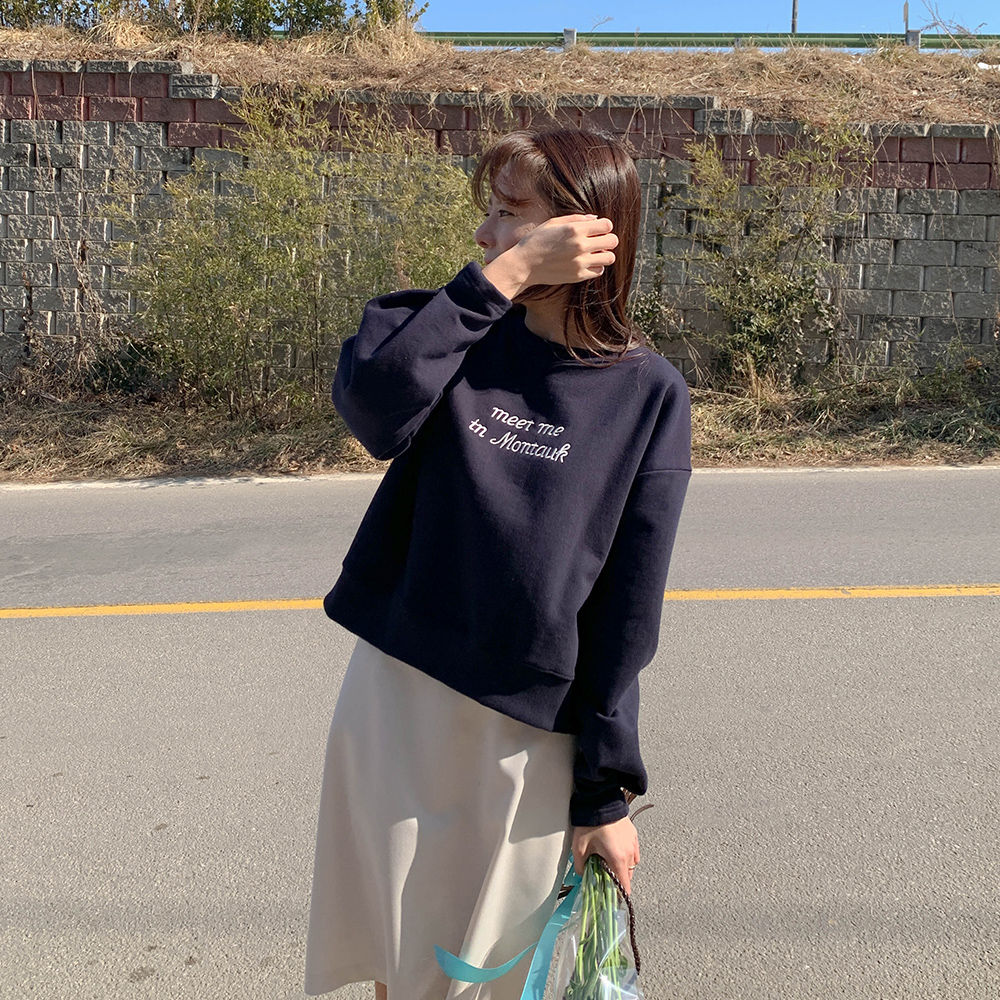 럽미 자수 맨투맨