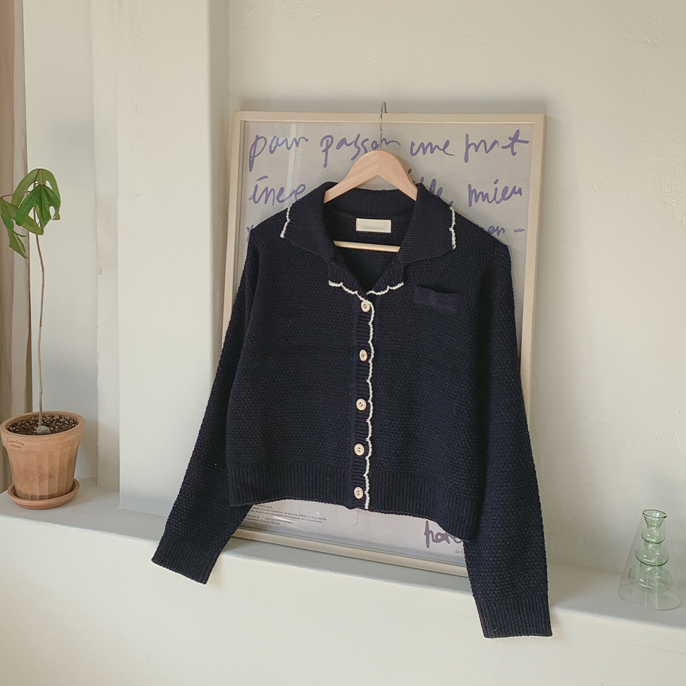 플라워 카라 가디건