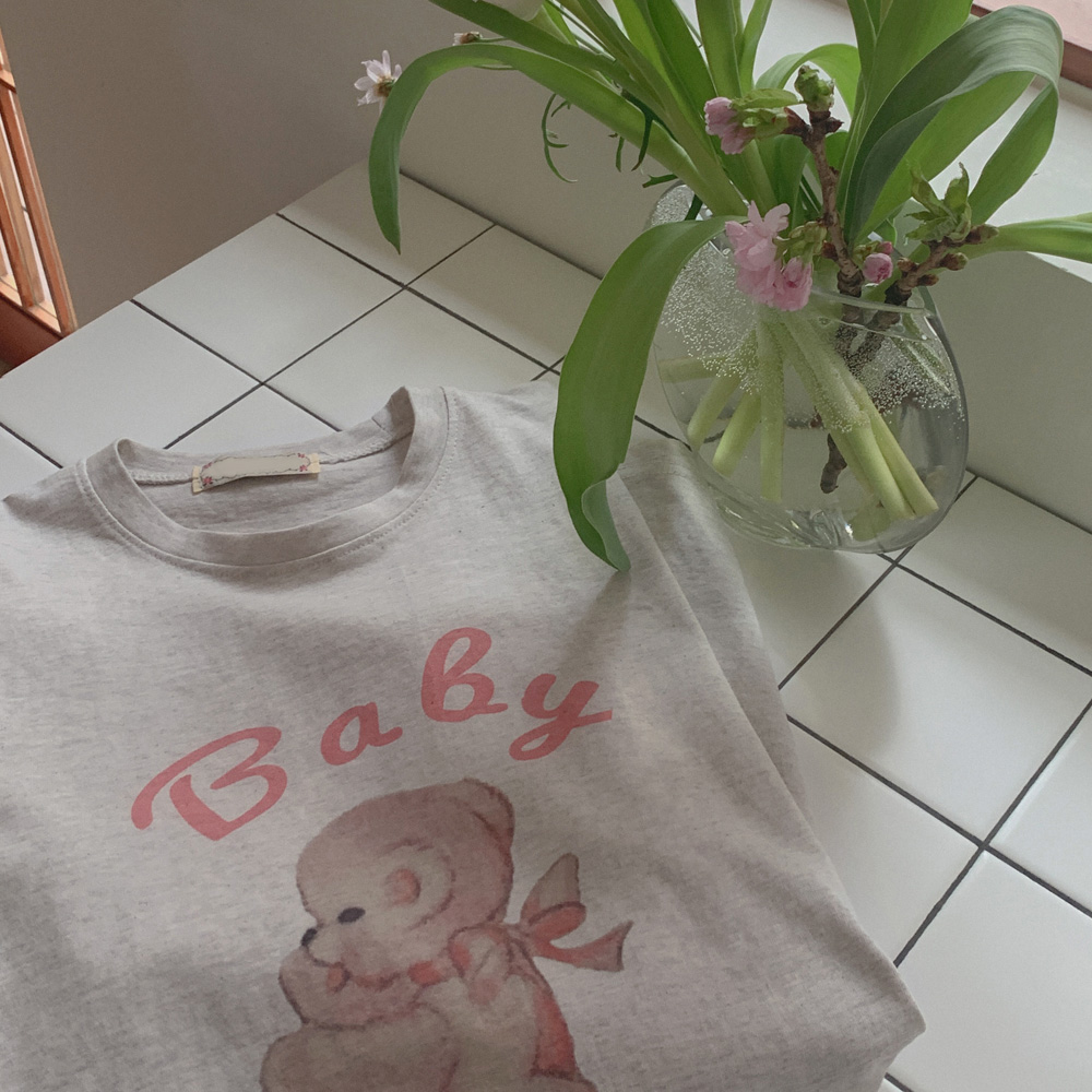 리본 테디 티셔츠