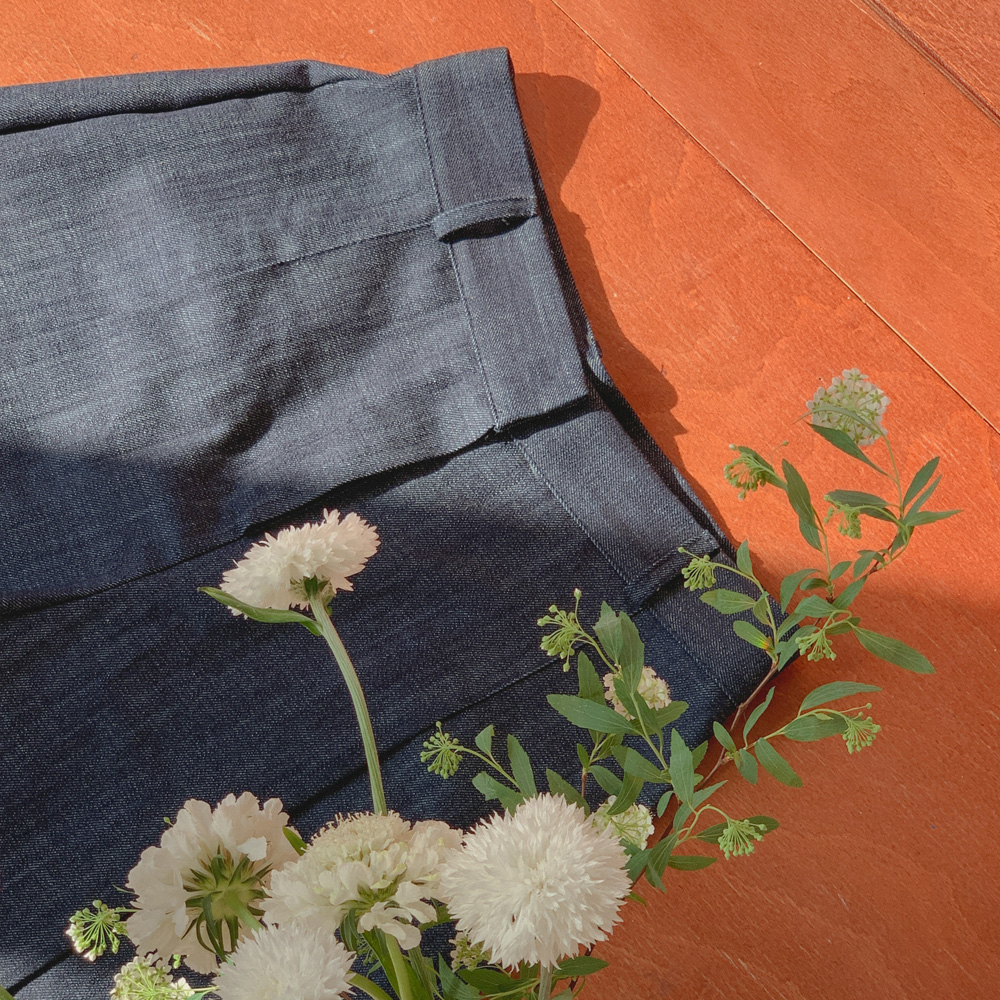 슬라브 데님 반 팬츠