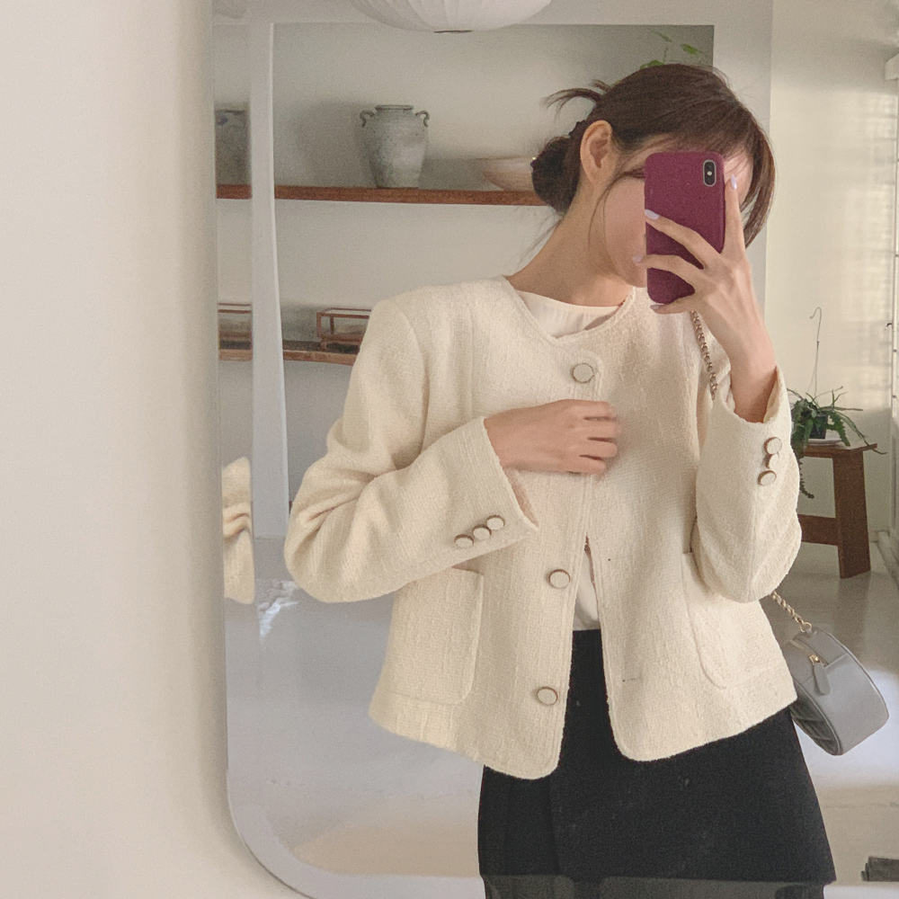 유니 트위드 자켓