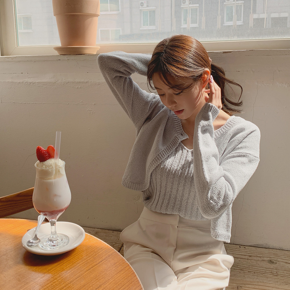 버튼 나시가디건 세트