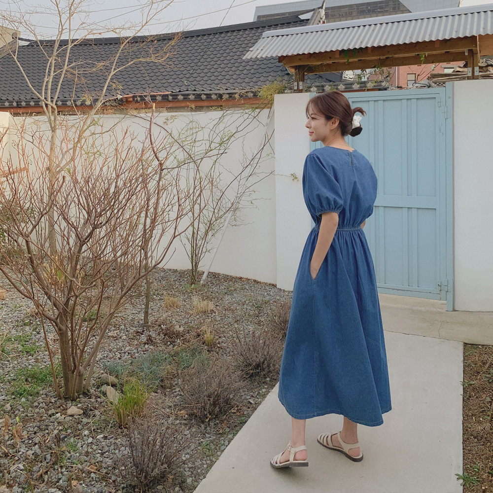 허니 밴딩 데님원피스