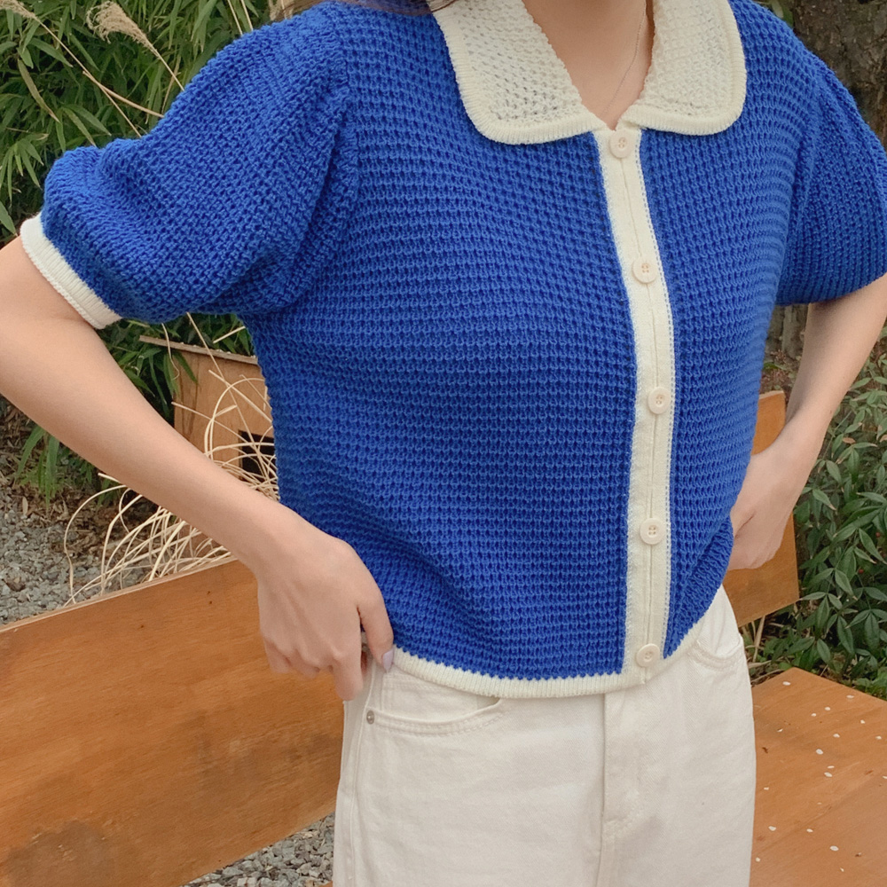 헤븐 크로플 버튼 니트