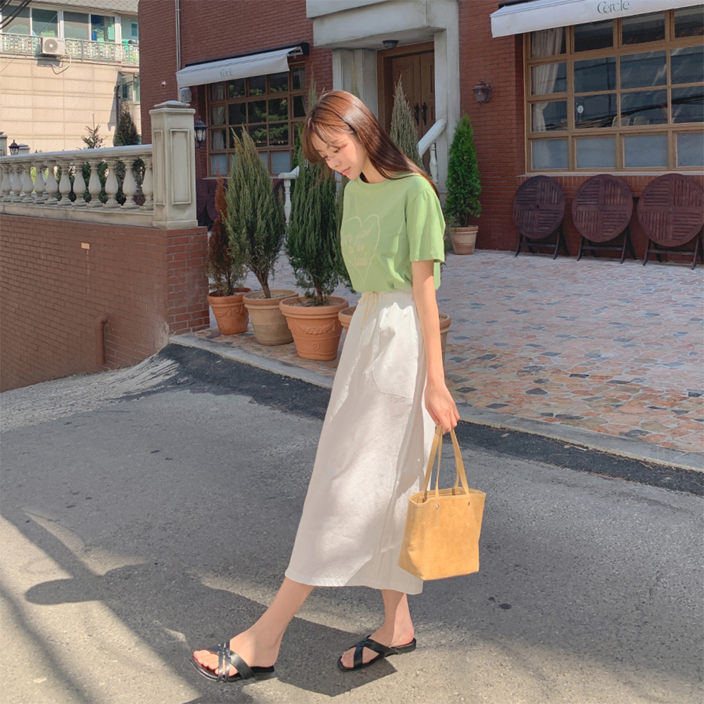 코튼 밴딩 스커트