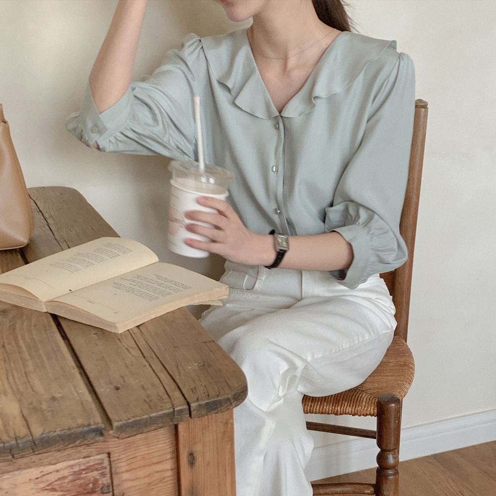 러플 7부 블라우스