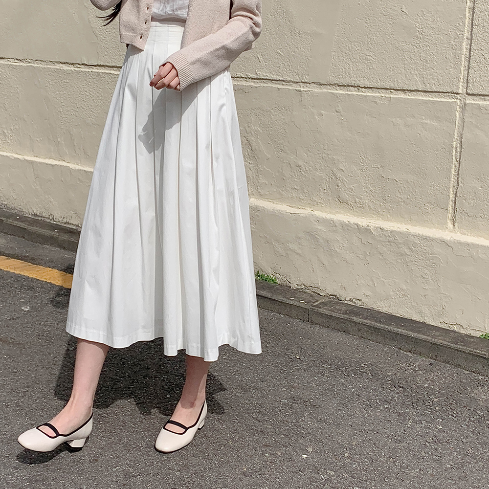 이태리 코튼 핀턱 스커트