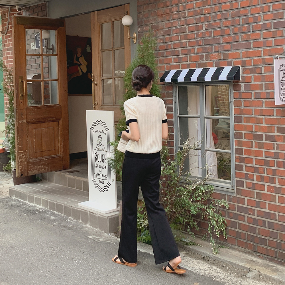 세미 부츠컷 밴딩팬츠