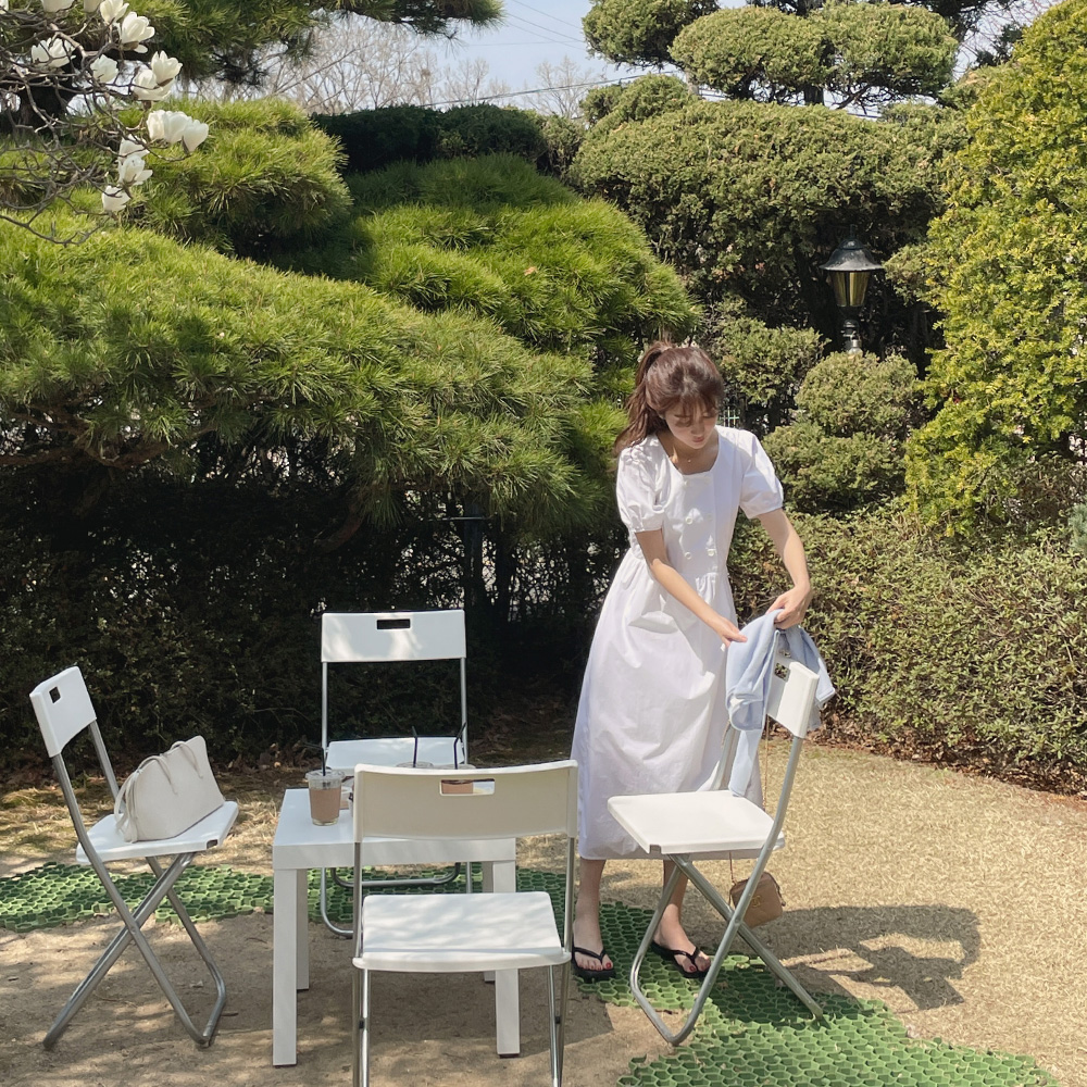 아이비 버튼 원피스