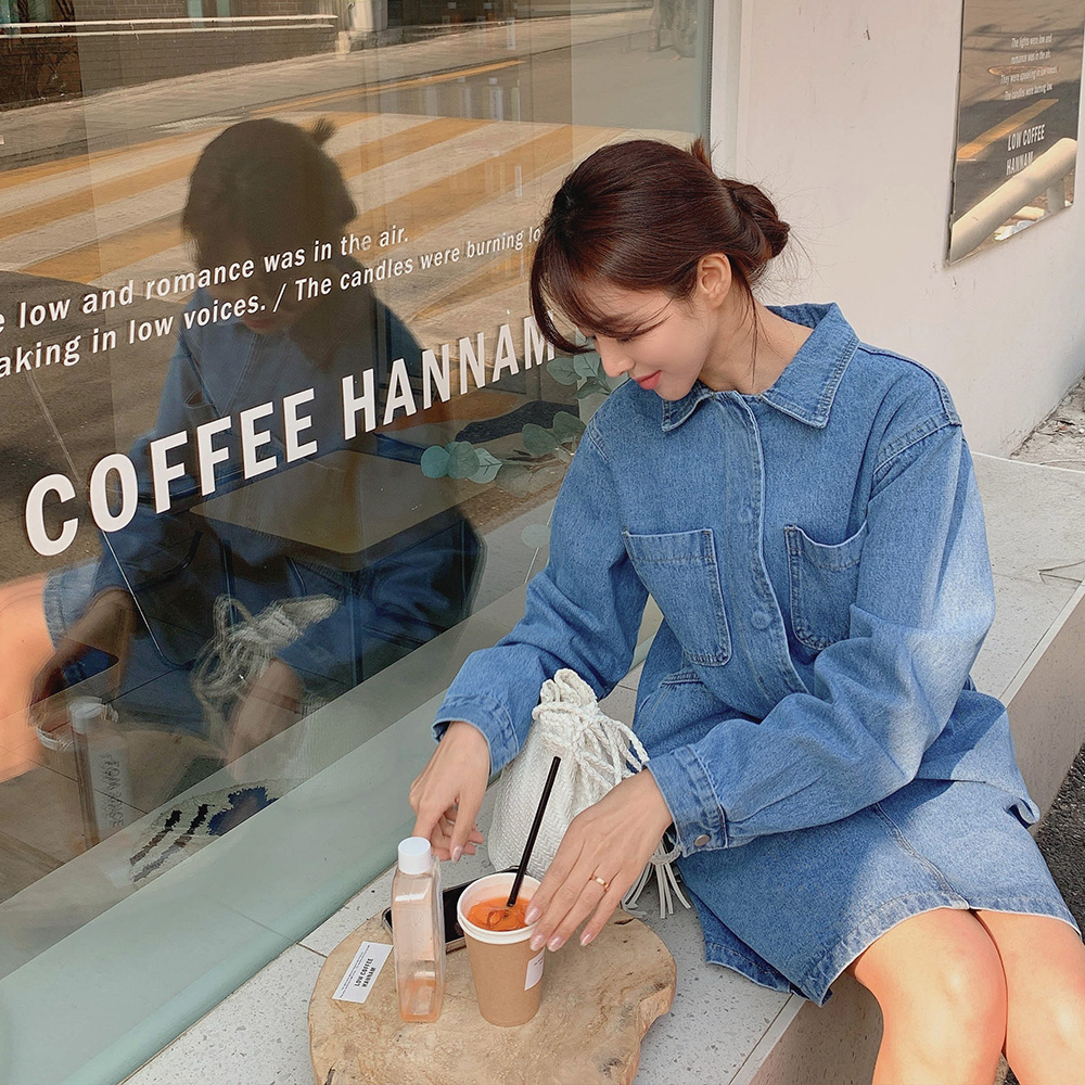 포켓 키치 데님원피스