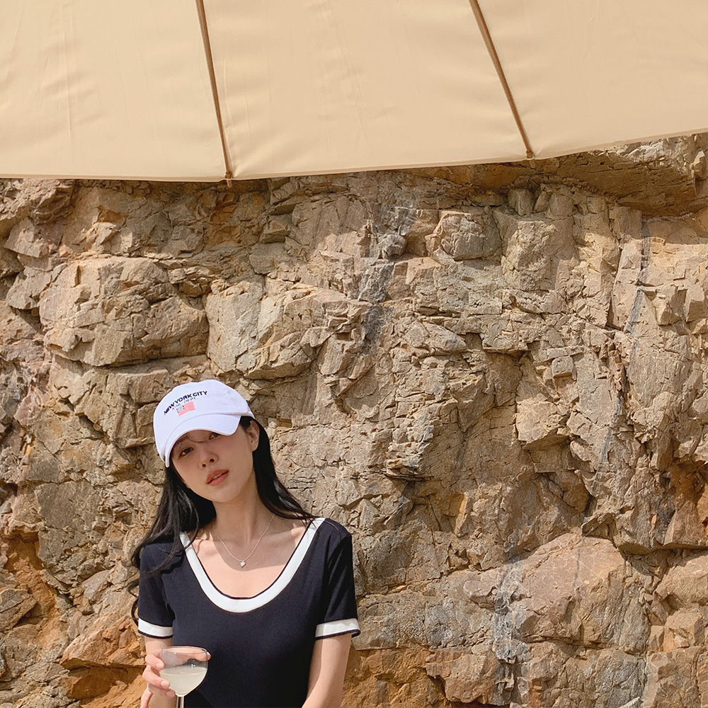 배색 투피스 모노키니 / 수영복