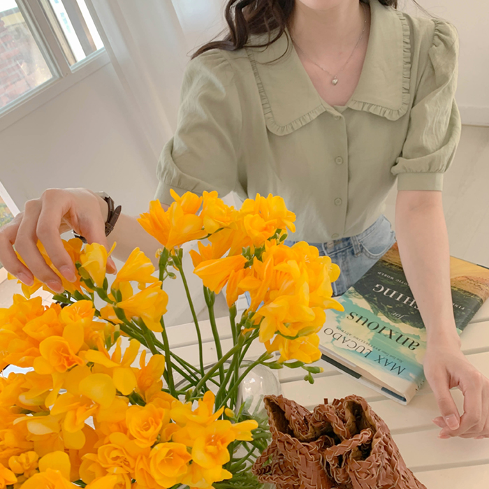 히트 카라 블라우스