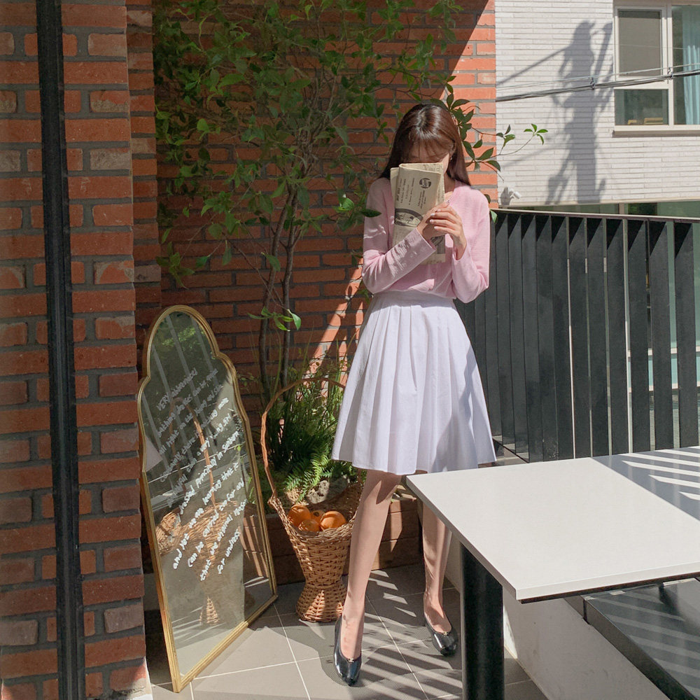 [madekoko] 페얼스 코튼 스커트 / 코튼100% / 미디 / 플리츠 / SM / 2color