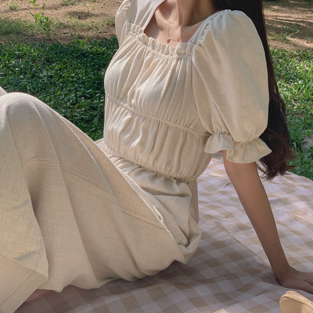 린넨 스모크 점프수트