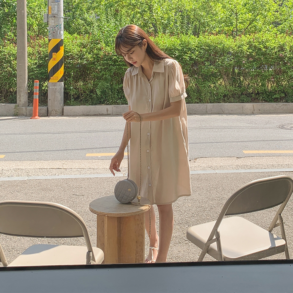 쿠키 린넨 원피스