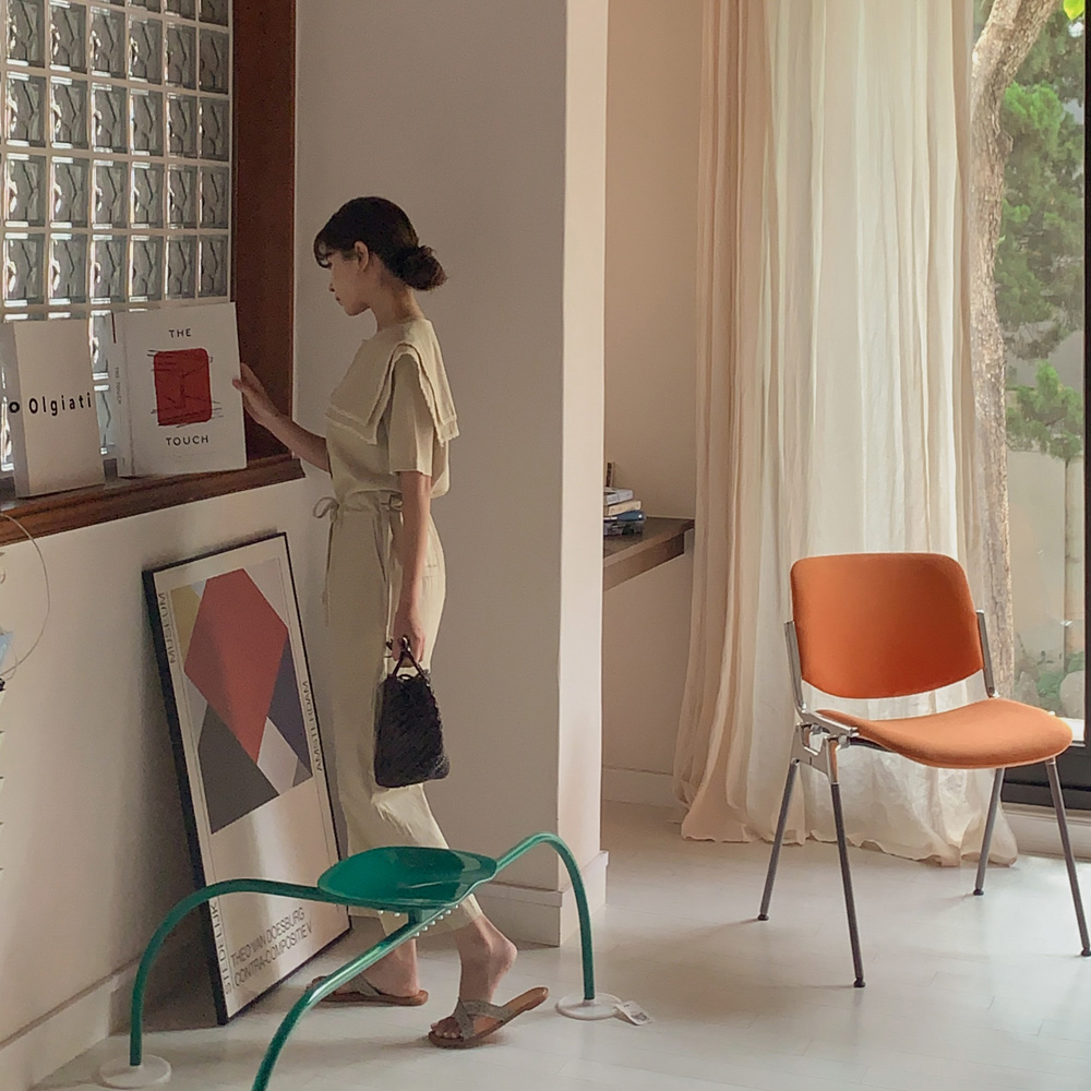 [주문폭주]세라 레이스 린넨 점프수트 / 카라 / 2color