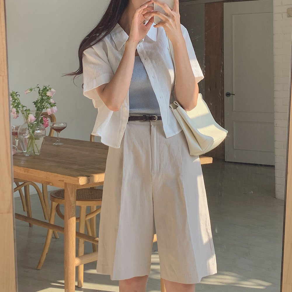 린넨 버뮤다 슬랙스