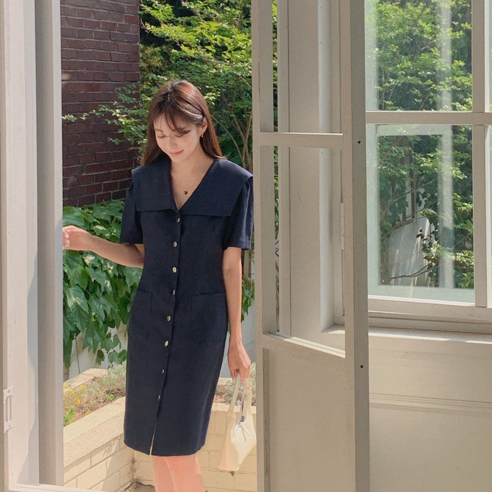 마린 린넨 카라원피스