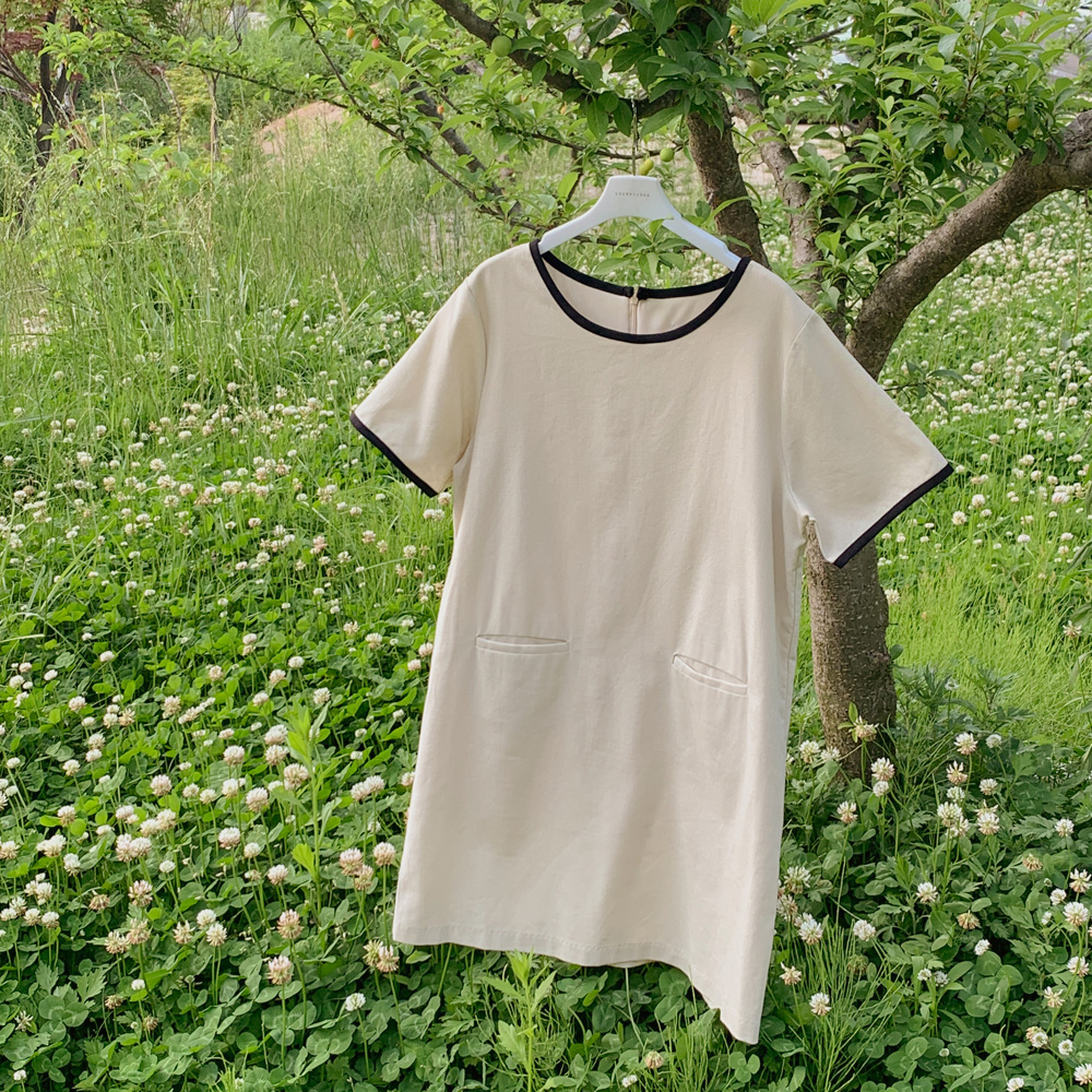 [madekoko] 선데이 배색 원피스 / 린넨 / 2color