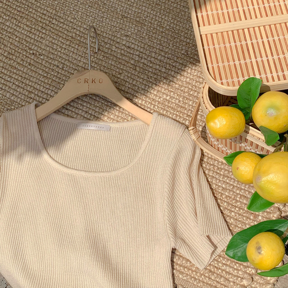 [1+1할인/madekoko] 로니 반팔 골지 니트