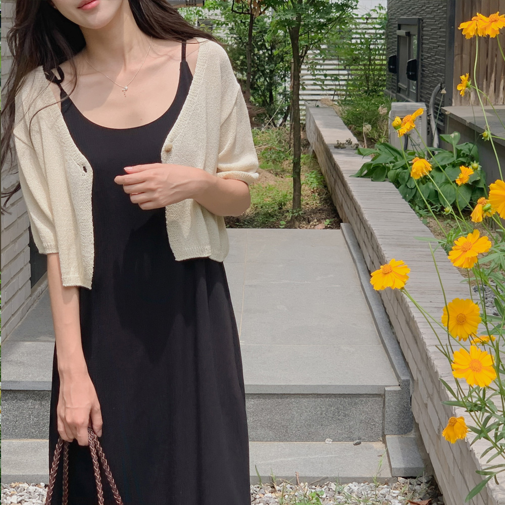 원버튼 부클 가디건 / 린넨 / 볼레로 / 여름가디건 / 2color