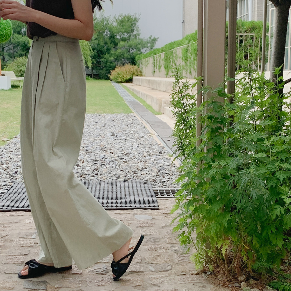 린넨 세미 와이드 슬랙스