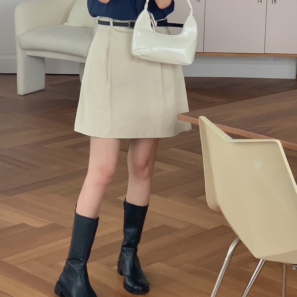 핀턱 벨트 스커트