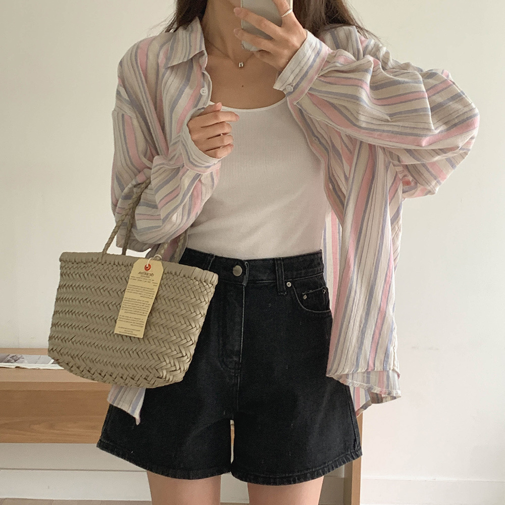 롤링 스트라이프 셔츠