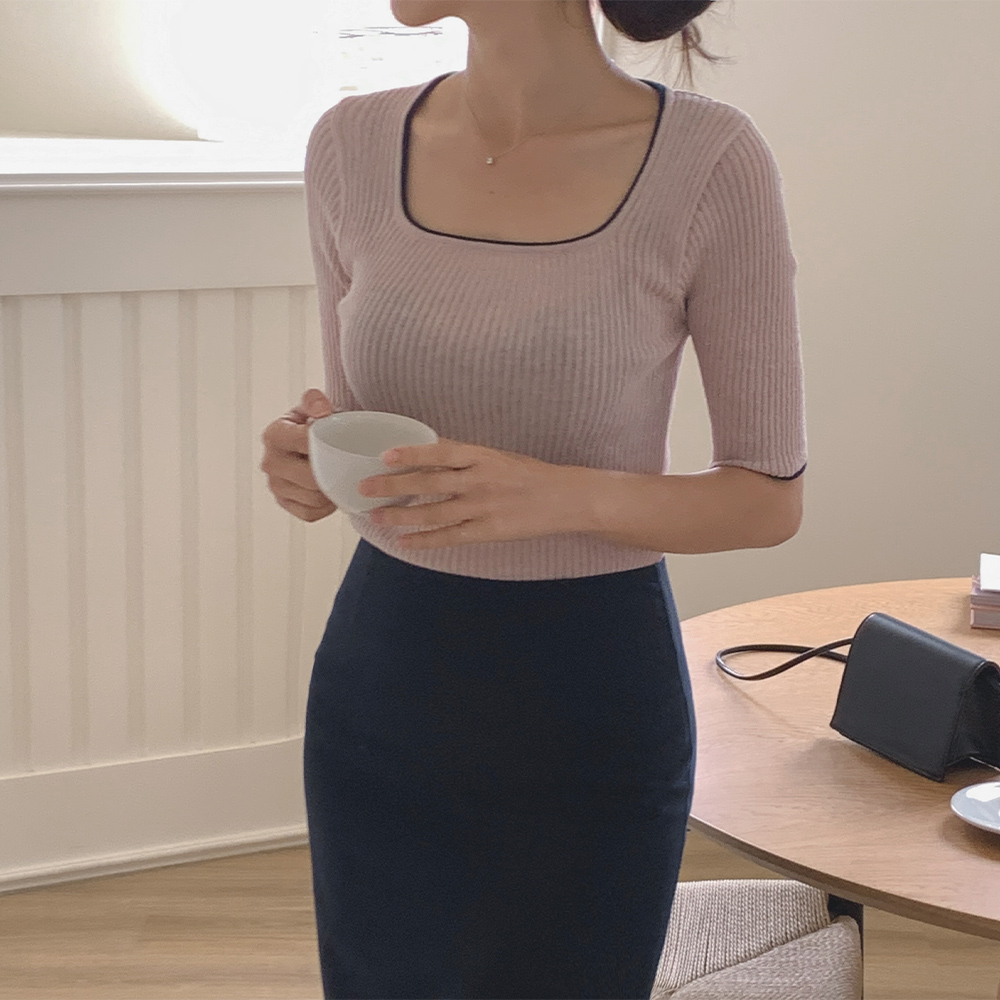 큐브 골지 니트