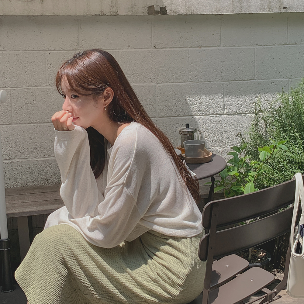 크롭 린넨 니트