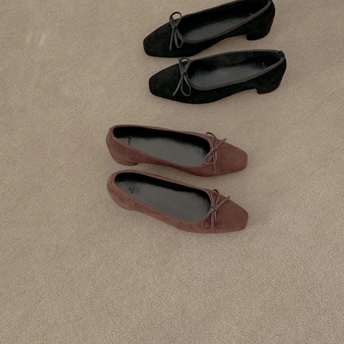 (프리오더완판) [Cle.] 걸 리본 펌프스 (에코퍼 깔창 3.5cm, 브라운&블랙, 라방)