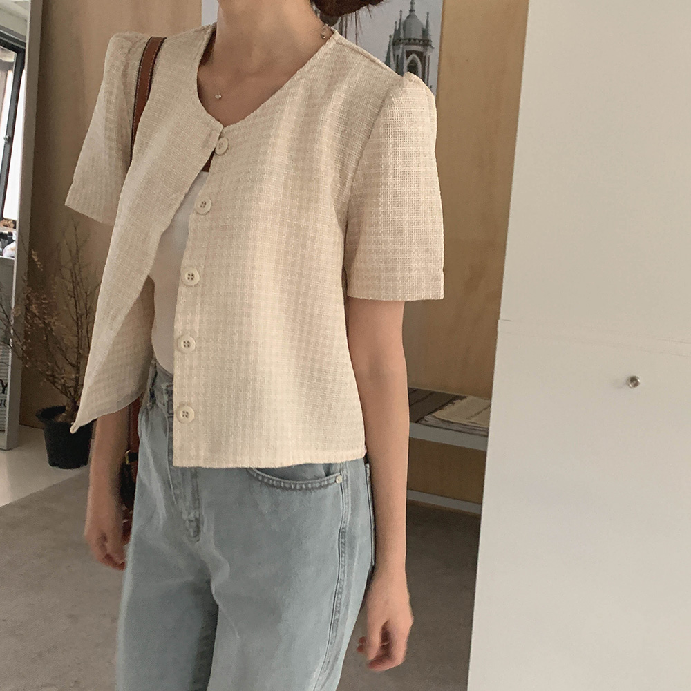 로어 트위드 블라우스 자켓