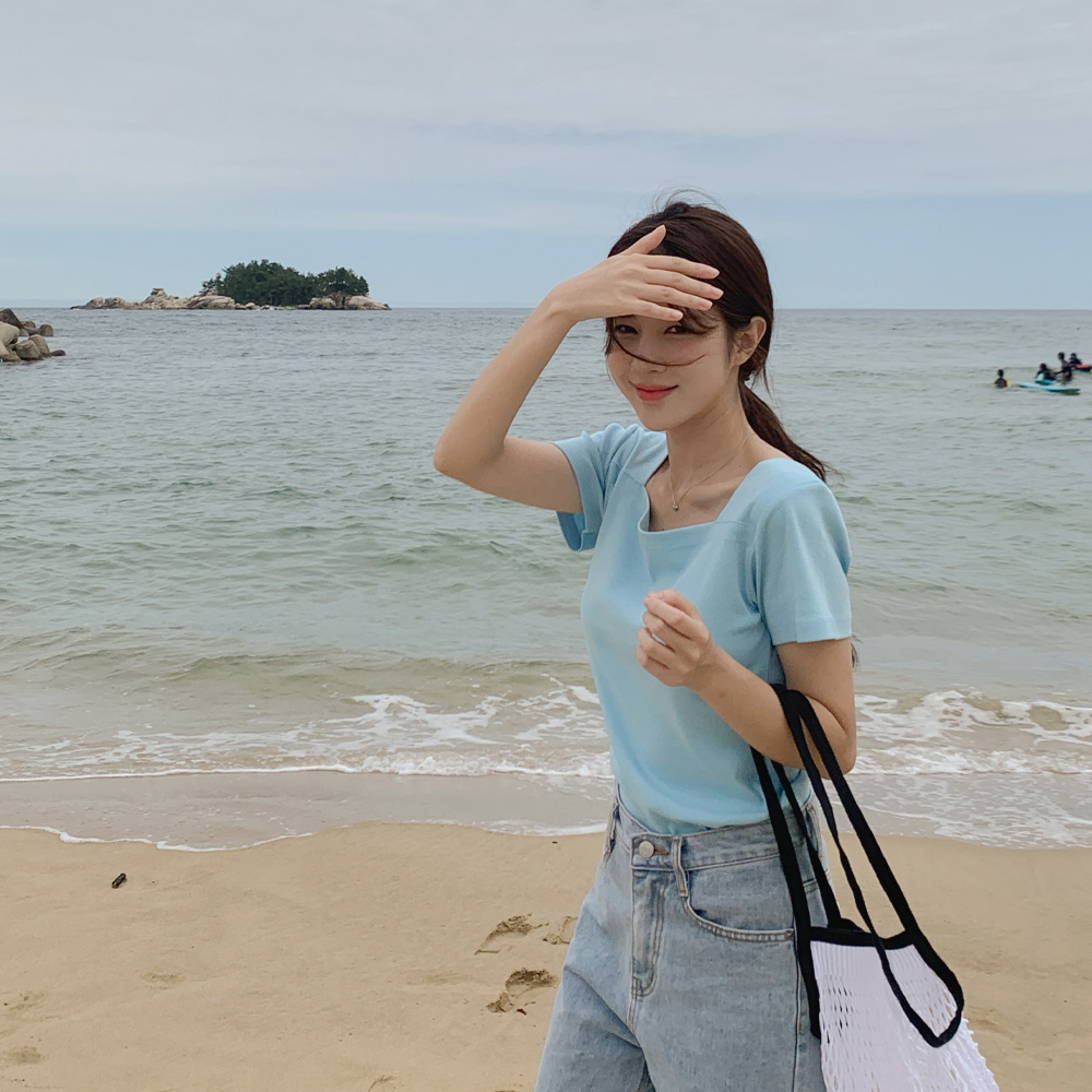 [madekoko] 오프 스퀘어 티셔츠 / 코튼100% / 4color