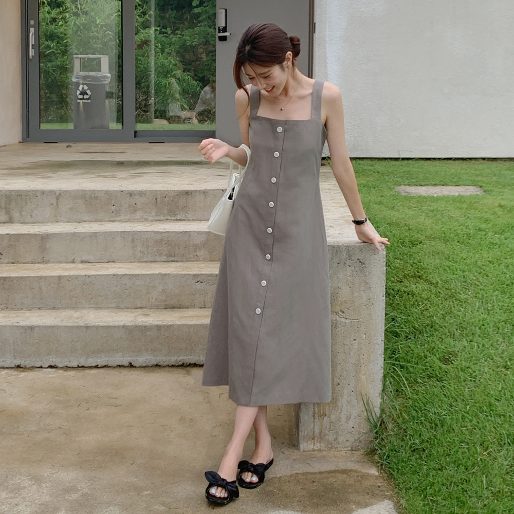 [madekoko] 디앤즈 버튼 원피스 / 코튼 / 린넨 / 나시 / S,M / 2color
