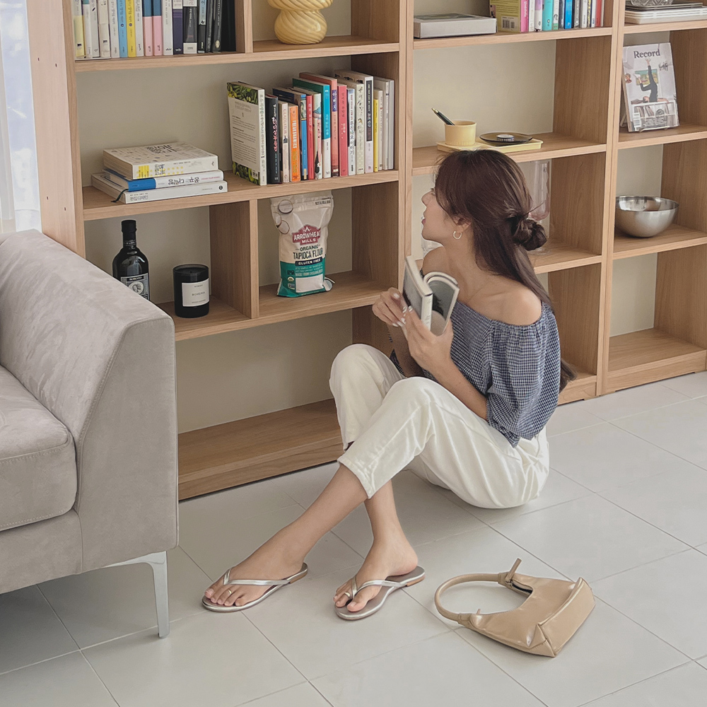 오프 체크 블라우스 / 오프숄더 / 크롭 / 2color