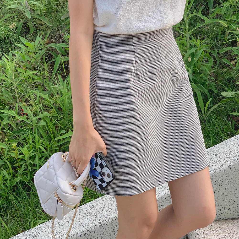 라잉 체크 미니스커트
