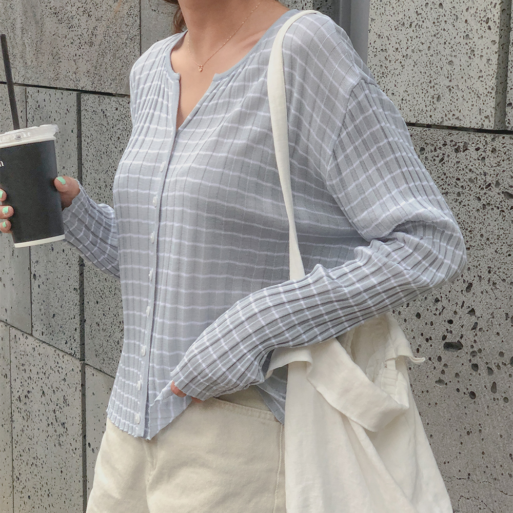 핀 스트라이프 가디건