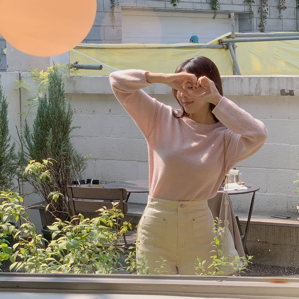 베이비 알파카 니트 / 라운드 / 울 / 베이직