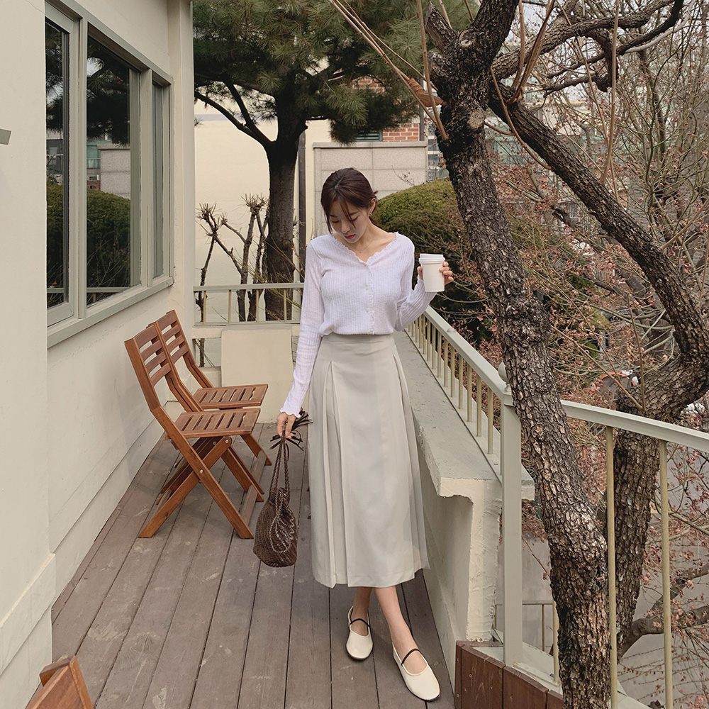 로먼 버튼 스커트