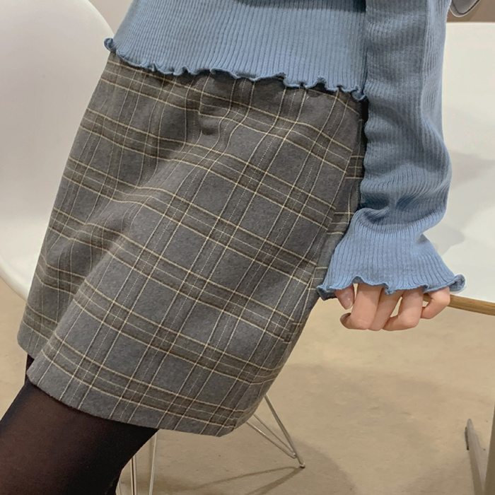 레이프 미니 스커트