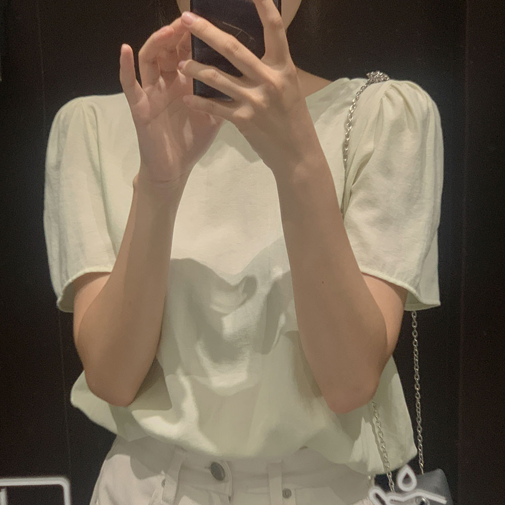 [MADE, CRKO] 콜드 라운드 블라우스/반팔 블라우스/출근룩/데일리